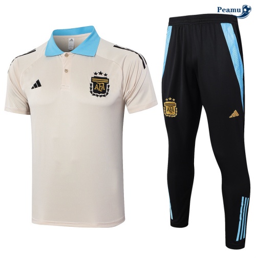 Nuovo Kit Maglia Formazione Argentina Polo + Pantaloni amarillo 2024-2025