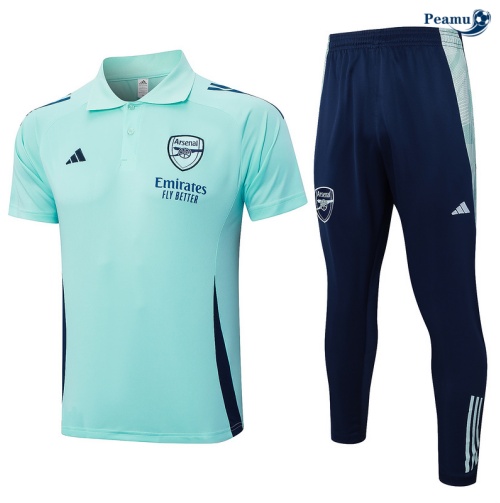 Grossista Kit Maglia Formazione Arsenal Polo + Pantaloni verde chiaro 2024-2025