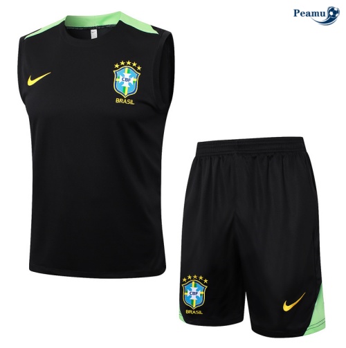 Vendere Kit Maglia Formazione Brasile Canotta + Pantaloncini nero 2024-2025