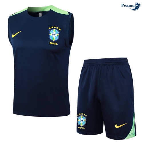 Negozio Kit Maglia Formazione Brasile Canotta + Pantaloncini blu marino 2024-2025