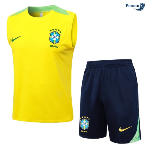 Grossista Kit Maglia Formazione Brasile Canotta + Pantaloncini amarillo 2024-2025
