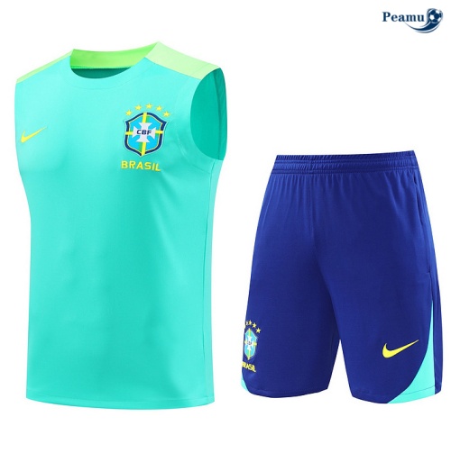 Collezione Kit Maglia Formazione Brasile Canotta + Pantaloncini blu 2024-2025