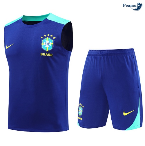 Nuovo Kit Maglia Formazione Brasile Canotta + Pantaloncini blu marino 2024-2025