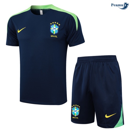 Vendita Kit Maglia Formazione Brasile + Pantaloncini blu marino 2024-2025