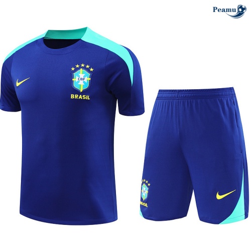 Offrire Kit Maglia Formazione Brasile + Pantaloncini blu 2024-2025
