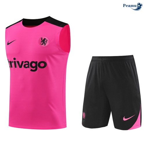 Grossista Kit Maglia Formazione Chelsea Canotta + Pantaloncini rosa 2024-2025
