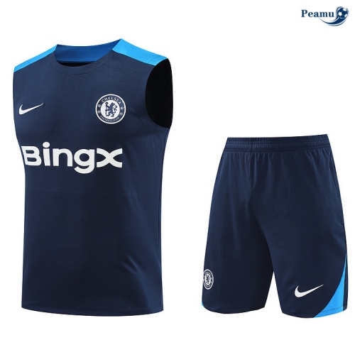 Collezione Kit Maglia Formazione Chelsea Canotta + Pantaloncini blu marino 2024-2025