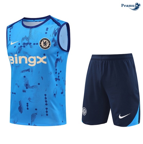 Nuovo Kit Maglia Formazione Chelsea Canotta + Pantaloncini cielo blu 2024-2025