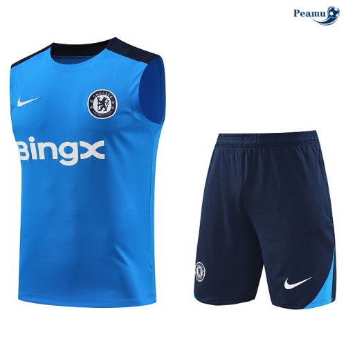 Vendita Kit Maglia Formazione Chelsea Canotta + Pantaloncini cielo blu 2024-2025