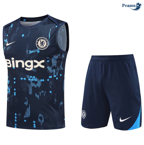Saldi Kit Maglia Formazione Chelsea Canotta + Pantaloncini blu marino 2024-2025