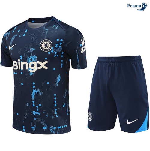 Nuovo Kit Maglia Formazione Chelsea + Pantaloncini blu marino 2024-2025
