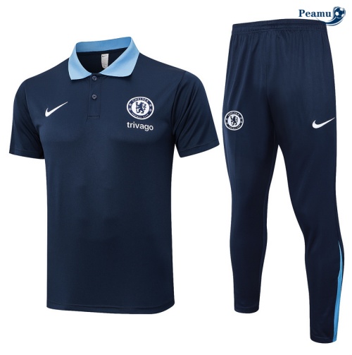 Saldi Kit Maglia Formazione Chelsea Polo + Pantaloni blu marino 2024-2025