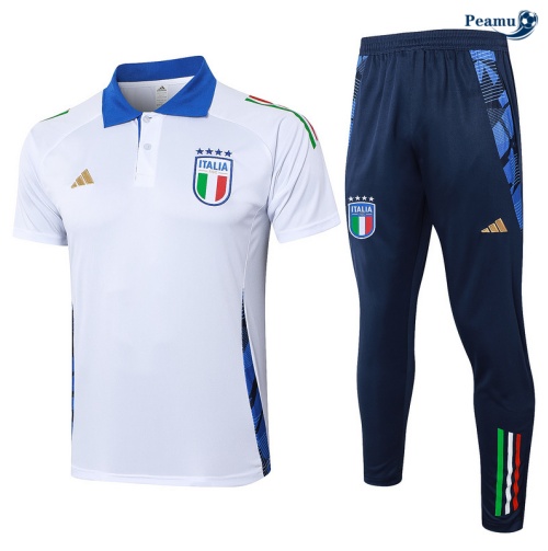 Grossista Kit Maglia Formazione Italia Polo + Pantaloni bianco 2024-2025