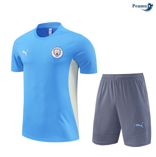 Collezione Kit Maglia Formazione Bambino Manchester City + Pantaloncini blu 2024-2025
