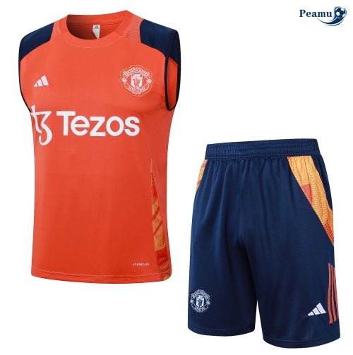 Scelta Kit Maglia Formazione Manchester United Canotta + Pantaloncini colore arancione 2024-2025