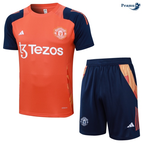 Offrire Kit Maglia Formazione Manchester United + Pantaloncini colore arancione 2024-2025