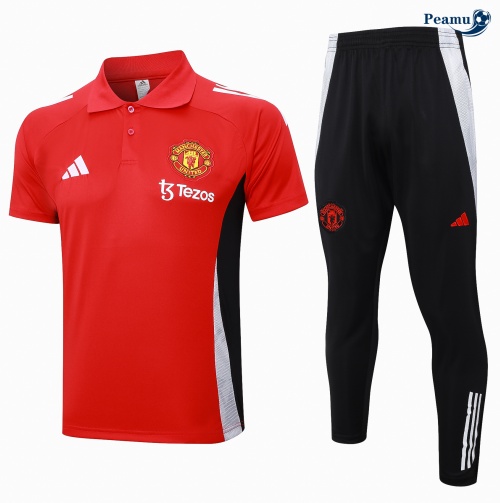 Promozionale Kit Maglia Formazione Manchester United Polo + Pantaloni rosso 2024-2025