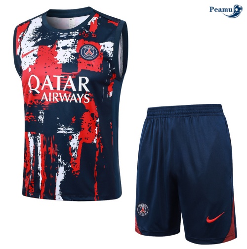 Collezione Kit Maglia Formazione PSG Canotta + Pantaloncini blu marino 2024-2025