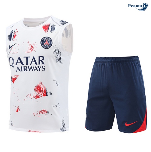 Fornire Kit Maglia Formazione PSG Canotta + Pantaloncini bianco 2024-2025
