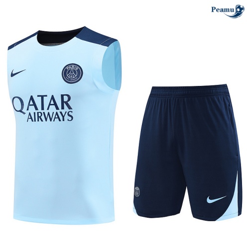 Sconto Kit Maglia Formazione PSG Canotta + Pantaloncini azzurro 2024-2025