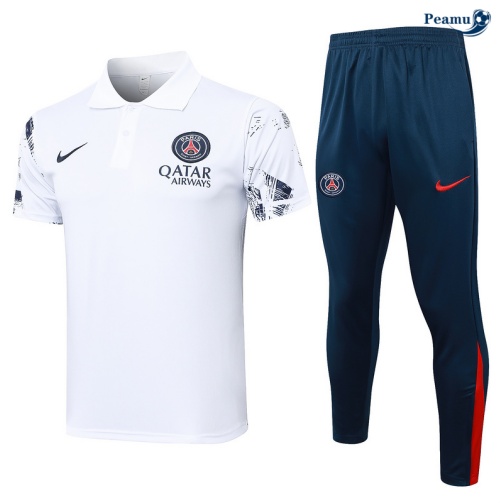 Nuove Kit Maglia Formazione PSG Polo + Pantaloni bianco 2024-2025