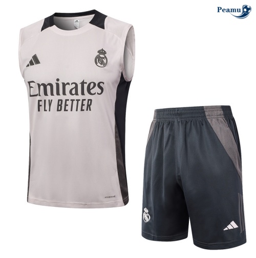 Nuovo Kit Maglia Formazione Real Madrid Canotta + Pantaloncini grigio 2024-2025