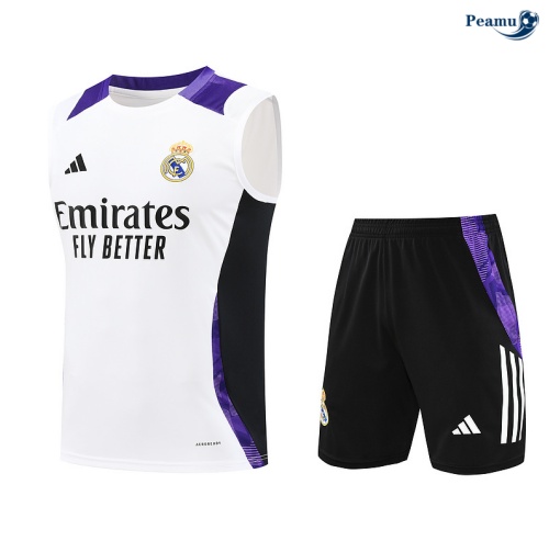 Negozio Kit Maglia Formazione Real Madrid Canotta + Pantaloncini bianco 2024-2025