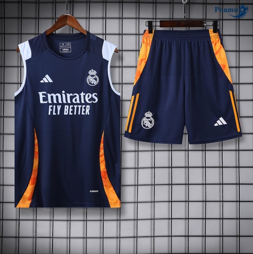 Grossista Kit Maglia Formazione Real Madrid Canotta + Pantaloncini blu marino 2024-2025