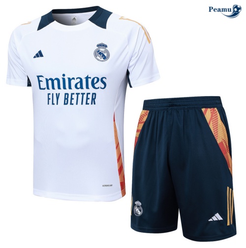 Collezione Kit Maglia Formazione Real Madrid + Pantaloncini bianco 2024-2025