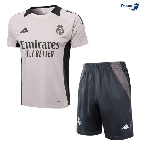 Acquista Kit Maglia Formazione Real Madrid + Pantaloncini grigio 2024-2025