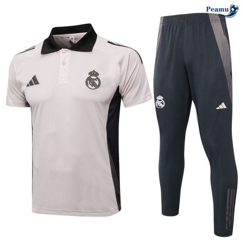 Grossista Kit Maglia Formazione Real Madrid Polo + Pantaloni grigio 2024-2025