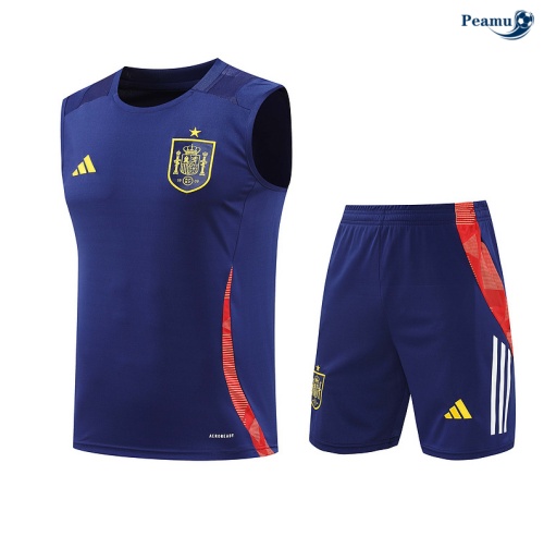 Vendita Kit Maglia Formazione Spagna Canotta + Pantaloncini blu 2024-2025