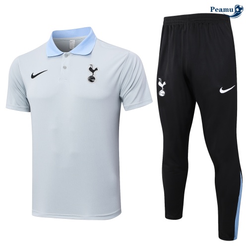 Negozio Kit Maglia Formazione Tottenham Hotspur Polo + Pantaloni grigio claro 2024-2025