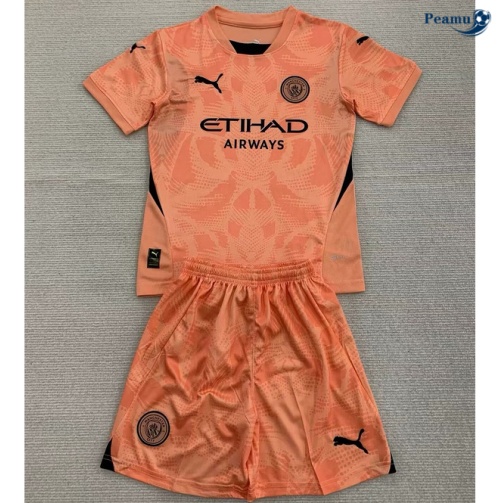 Nuovo Maglia Calcio Manchester City Bambino portiere colore arancione 2024-2025