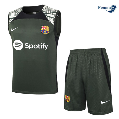 Comperare Maglia Calcio Barcellona Canotta + Pantaloncini verde scuro 2024-2025