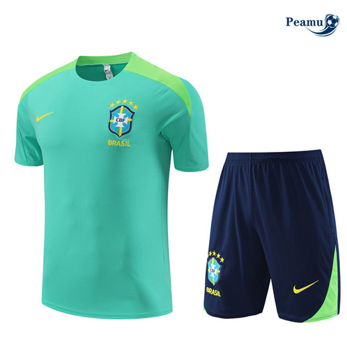 Acquistare Maglia Calcio Brasile Bambino + Pantaloncini verde 2024-2025-2024-2025
