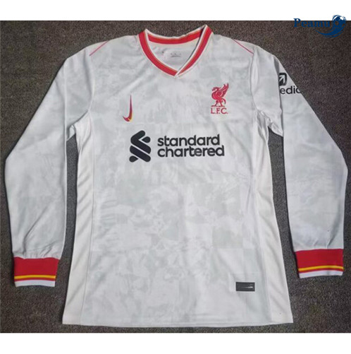 Nuovo Maglia Calcio Liverpool bianco Manica lunga 2024-2025