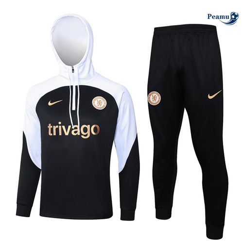 Nuove Tuta Calcio - Felpa con cappuccio Chelsea Nero 2024-2025