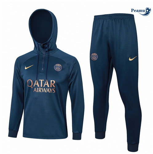 Grossista Tuta Calcio - Felpa con cappuccio Paris PSG Blu Reale 2024-2025