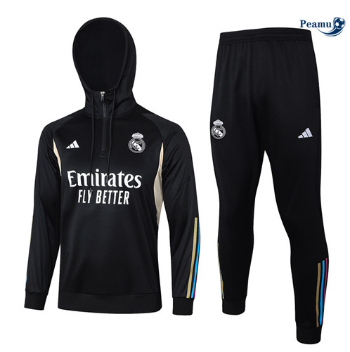 Collezione Tuta Calcio - Felpa con cappuccio Real Madrid Nero 2024-2025