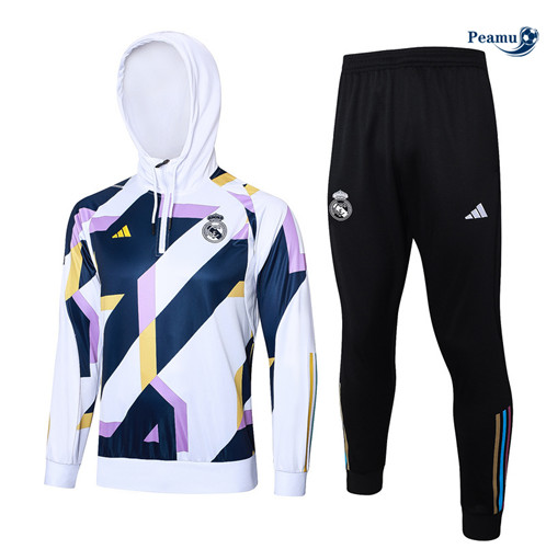 Vendita Tuta Calcio - Felpa con cappuccio Real Madrid Bianco 2024-2025
