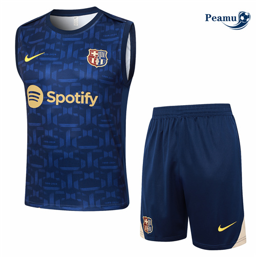 Nuove Kit Maglia Formazione Barcellona Canotta + Pantaloncini Blu navy 2024-2025