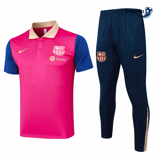 Negozio Kit Maglia Formazione Barcellona Polo + Pantaloncini Rosa 2024-2025