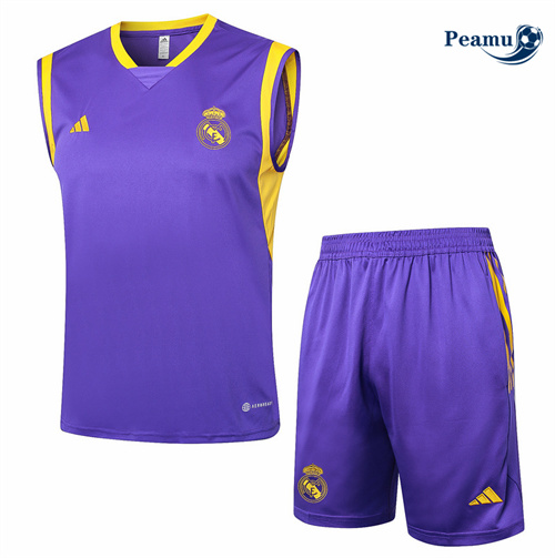 Offrire Kit Maglia Formazione Real Madrid Canotta + Pantaloncini Viola 2024-2025