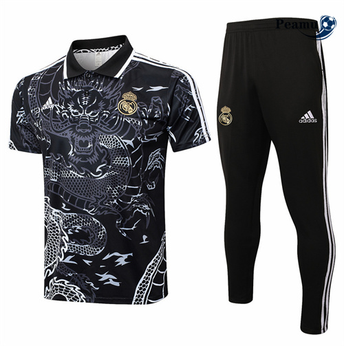Shopping Kit Maglia Formazione Real Madrid Polo + Pantaloncini Nera 2024-2025