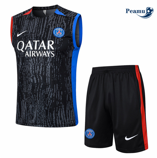 Creare Kit Maglia Formazione PSG Canotta + Pantaloncini Nera 2024-2025