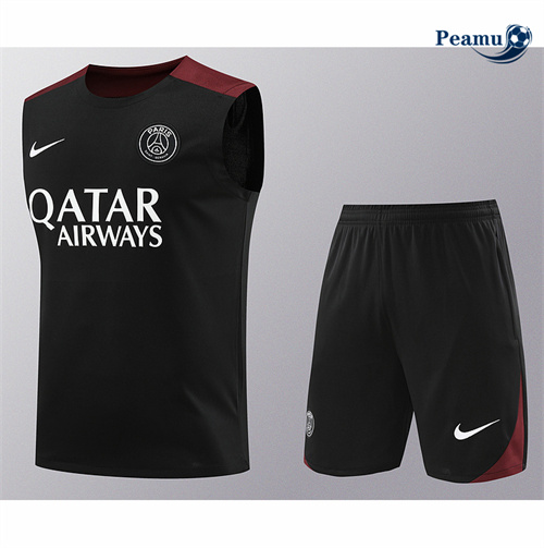 Comperare Kit Maglia Formazione PSG Canotta + Pantaloncini Nera 2024-2025