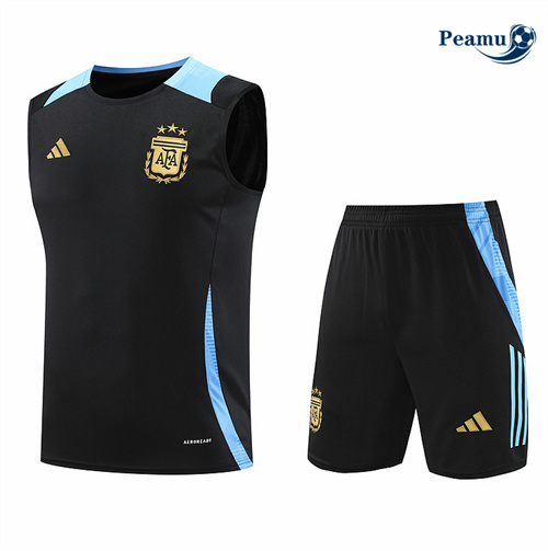 Collezione Kit Maglia Formazione Argentina Canotta + Pantaloncini Nera 2024-2025