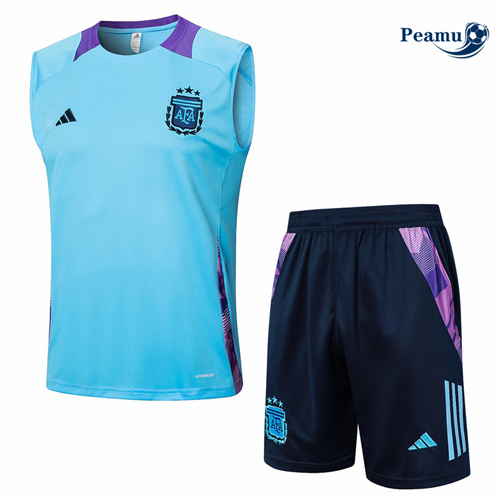 Negozio Kit Maglia Formazione Argentina Canotta + Pantaloncini Blu 2024-2025