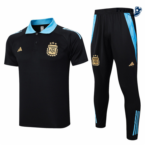 Nuovo Kit Maglia Formazione Argentina Polo + Pantaloncini Nera 2024-2025
